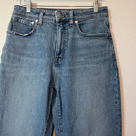 Madewell Rondell Stretch Blue Denim Curvy '90s Straight Jeans Women's Size 28 - Picture 3 of 7